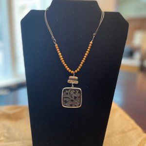 Silpada N1803 Bronze Freshwater Pearl, Abalone and Black Pen Shell Necklace